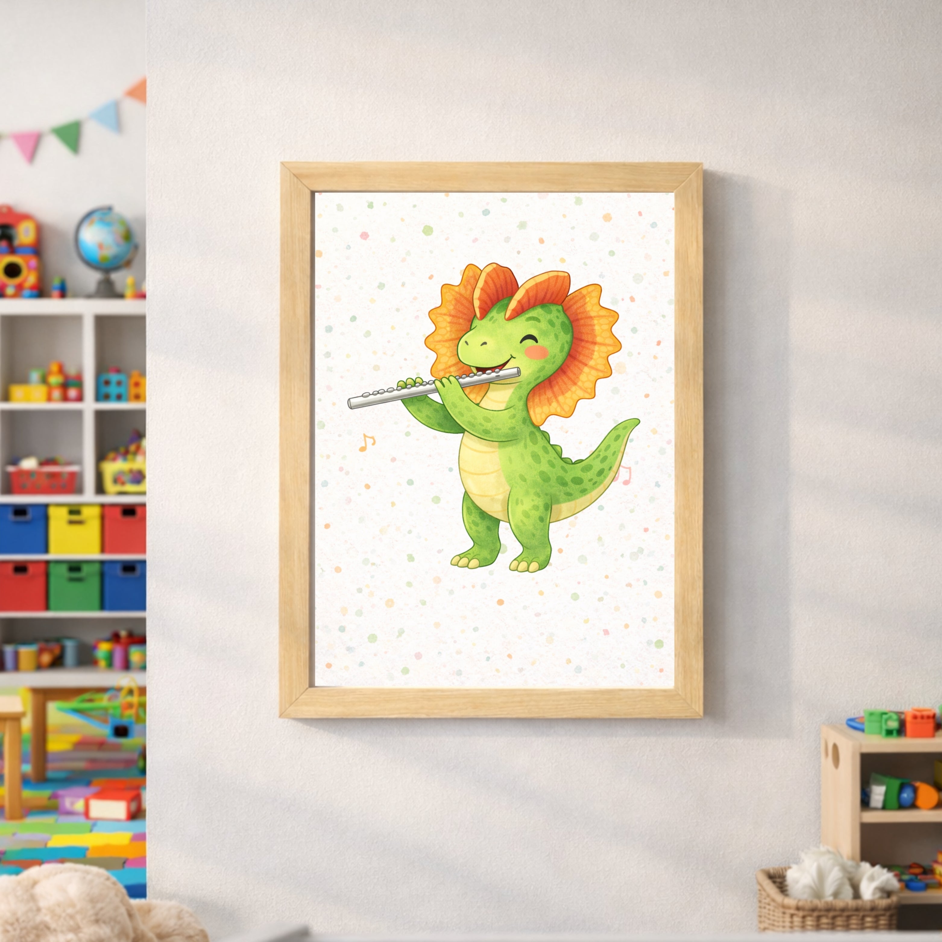 Musical Dinosaur Nursery Wall Art Set of 6 Printable, Dino Boys Room Decor, Baby Dinosaur Digital Print, Rock Star Kids Gift