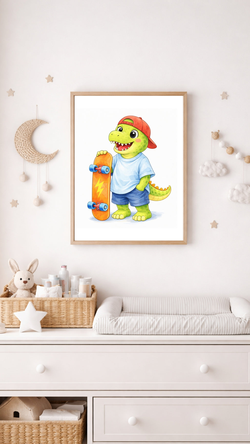 Dinosaur Nursery Wall Art Printable Set of 6, Sports Dino Watercolor Art, Baby Boy Room Decor, Kids Dinosaur Wall Decor, Playroom Printable