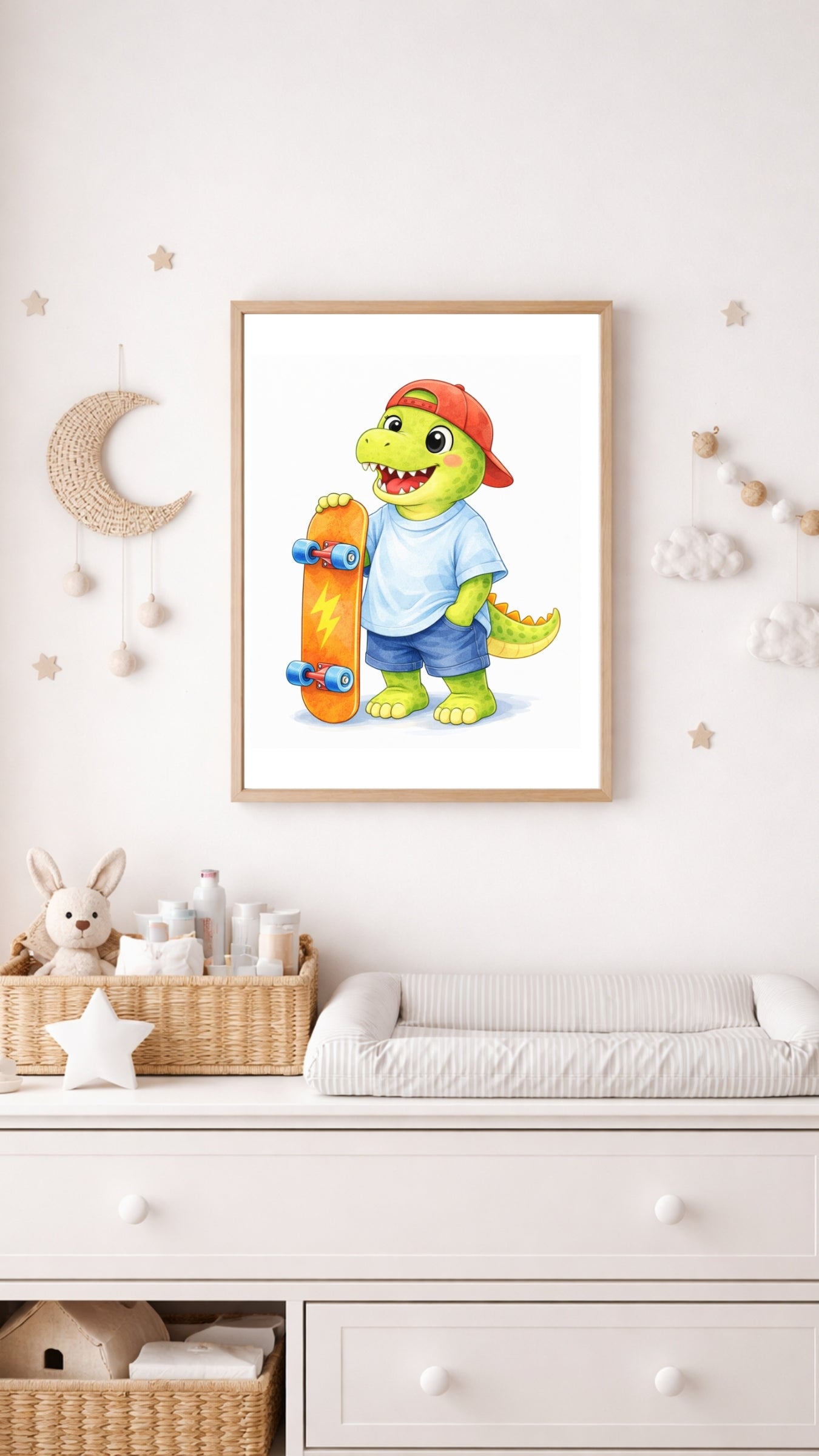 Dinosaur Nursery Wall Art Printable Set of 6, Sports Dino Watercolor Art, Baby Boy Room Decor, Kids Dinosaur Wall Decor, Playroom Printable