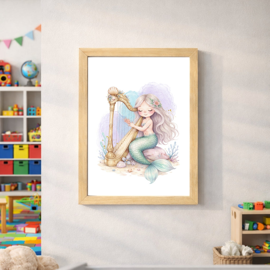 Mermaid Nursery Wall Art Set of 6, Mermaid Printable Wall Art,Girls Room Decor, Ocean Nursery Decor, Digital Download
