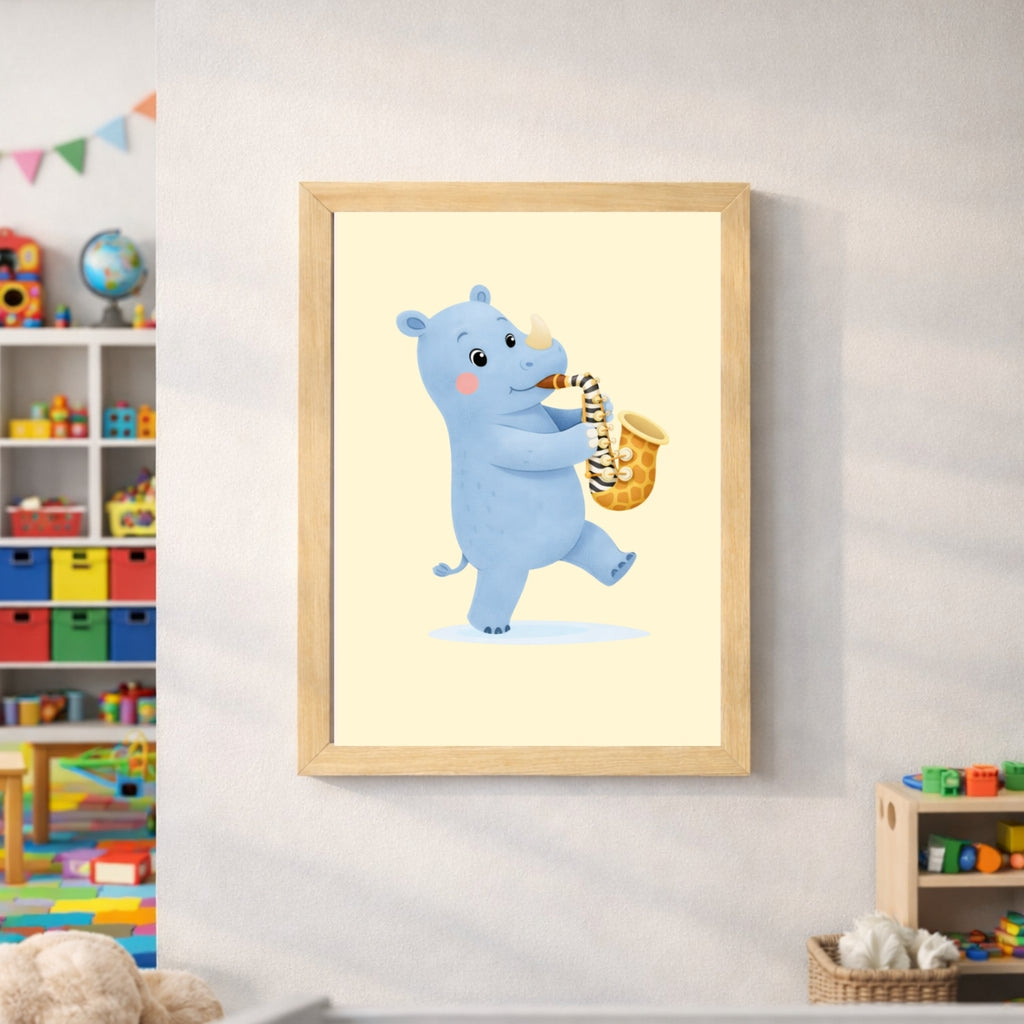 Safari Musical Nursery Wall Art Set of 6 | Baby Animals Music Prints | Jungle Nursery Decor | Kids Room Printable | Toddler Wall Art | Digital Download