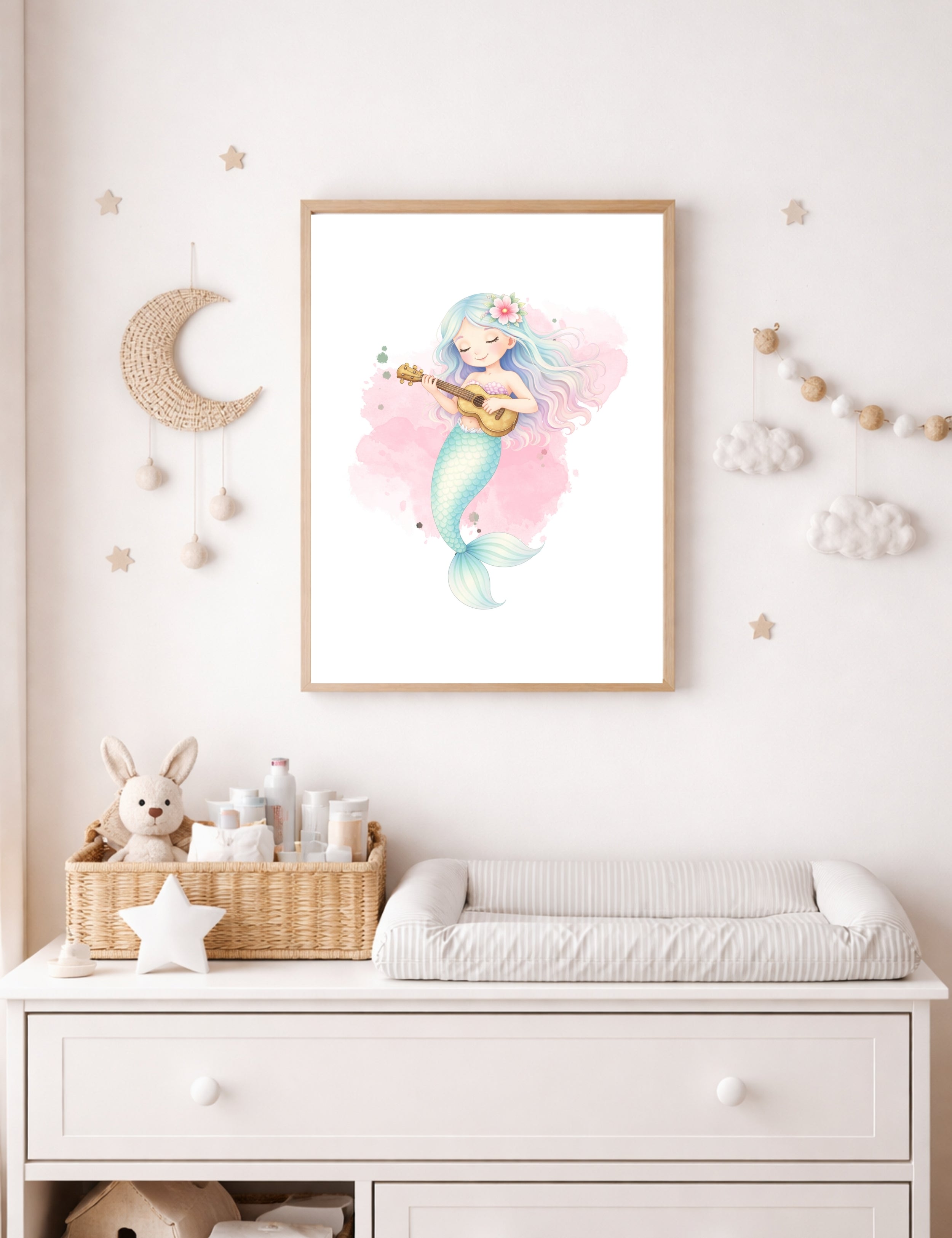 Mermaid Nursery Wall Art Set of 6, Mermaid Printable Wall Art,Girls Room Decor, Ocean Nursery Decor, Digital Download