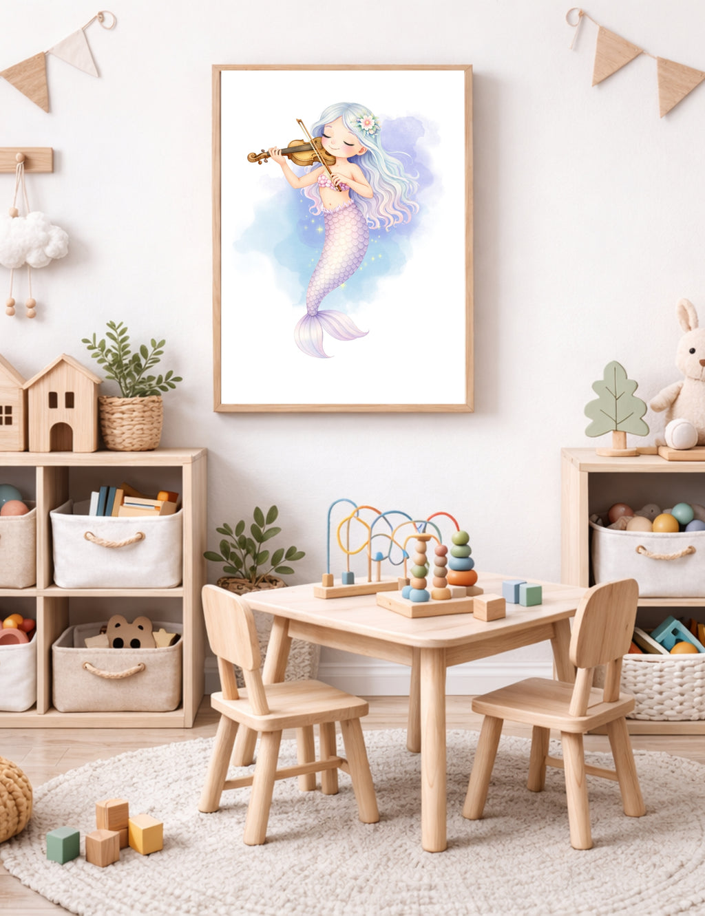 Mermaid Nursery Wall Art Set of 6, Mermaid Printable Wall Art,Girls Room Decor, Ocean Nursery Decor, Digital Download