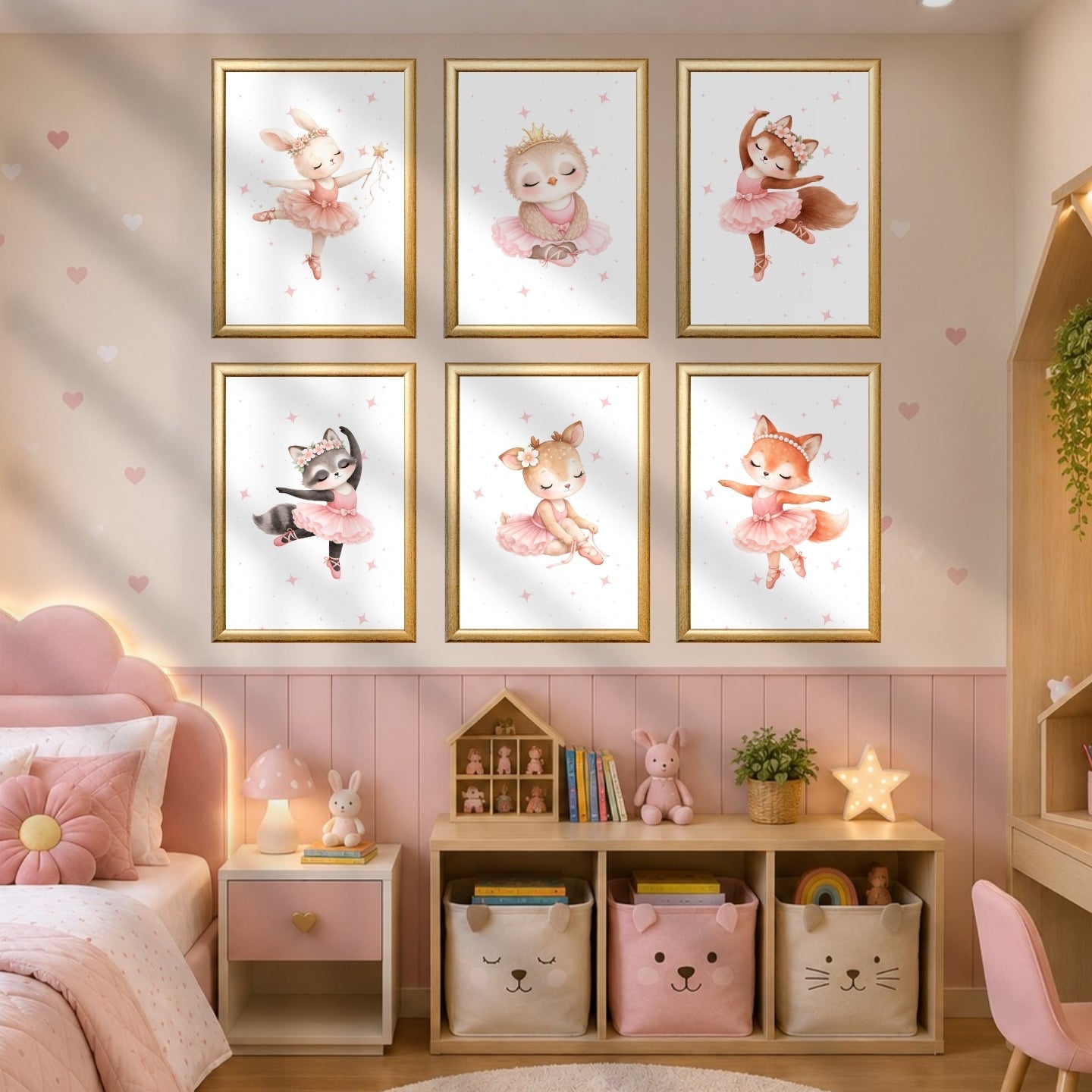 Ballerina Animals Nursery Wall Art Set of 6, Printable Watercolor Prints, Girls Room Decor, Baby Shower Gift, Instant Download