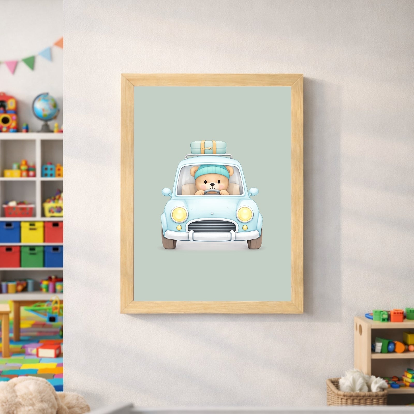 Animals Driving Cars Nursery Wall Art Set of 6 Printable, Transportation Boys Room Decor, Cute Animal Vehicle Digital Print, Colorful