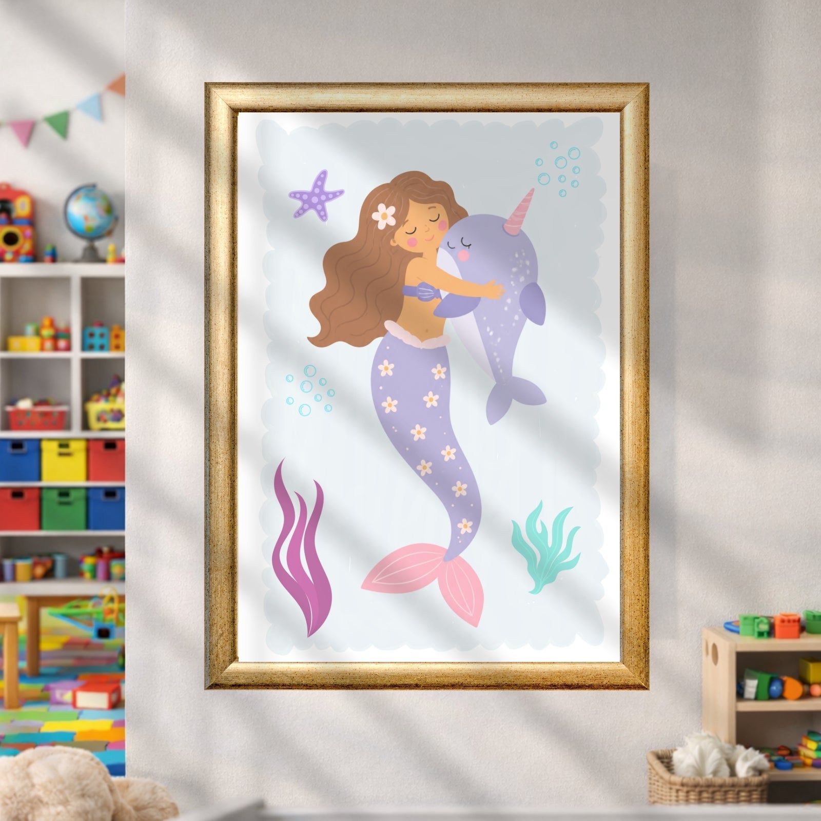 Under the Sea Printable Wall Art Set of 6, Mermaid Alphabet Poster Girls Room, Ocean Nursery Decor Digital Download, Pastel Kids Wall Art