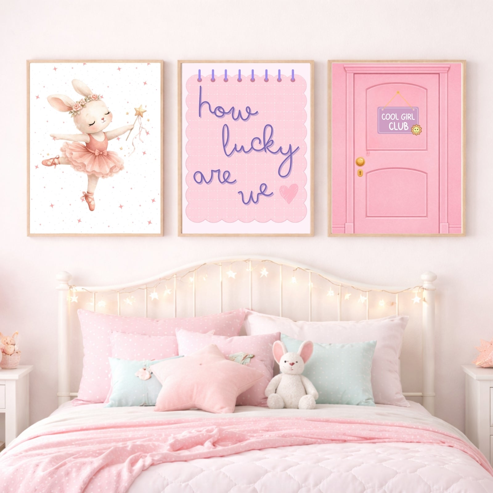 Girls Wall Art Bundle, 20 Prints for Kids Room Decor, Cute Animals Nursery Poster Set, Colorful Bedroom Printable, Digital Download