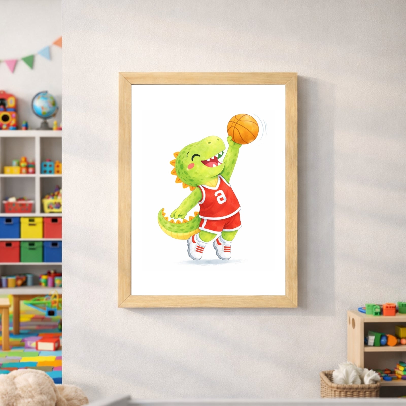 Dinosaur Nursery Wall Art Printable Set of 6, Sports Dino Watercolor Art, Baby Boy Room Decor, Kids Dinosaur Wall Decor, Playroom Printable
