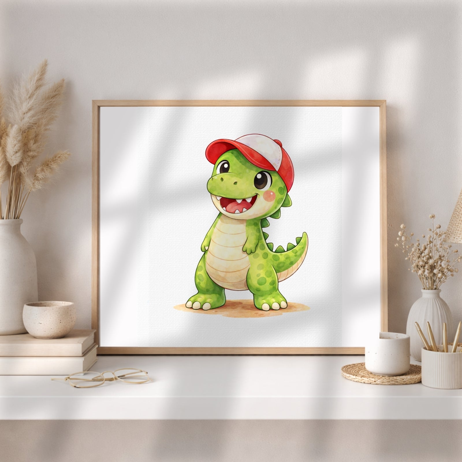 Dinosaur Baseball Wall Art Set of 6 Printable, Cool Boys Sports Room Decor, Big Kid Bedroom Digital Print, Dino Born to Play