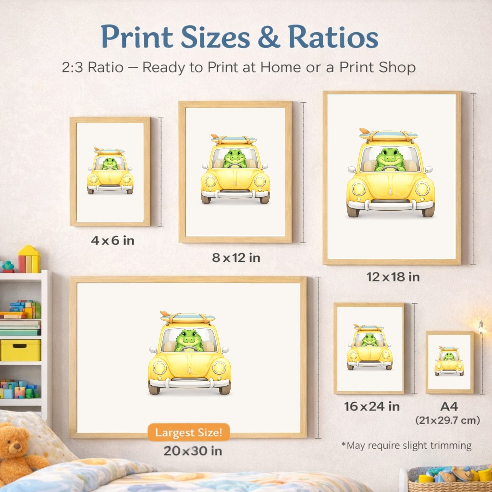 Animals Driving Cars Nursery Wall Art Set of 6 Printable, Transportation Boys Room Decor, Cute Animal Vehicle Digital Print, Colorful