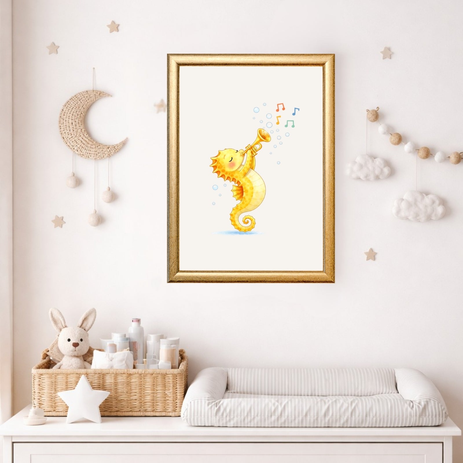 Ocean Animals Nursery Wall Art Set of 6, Printable Music Watercolor Prints, Baby Boy Girl Room Decor, Sea Animals Poster Instant Download