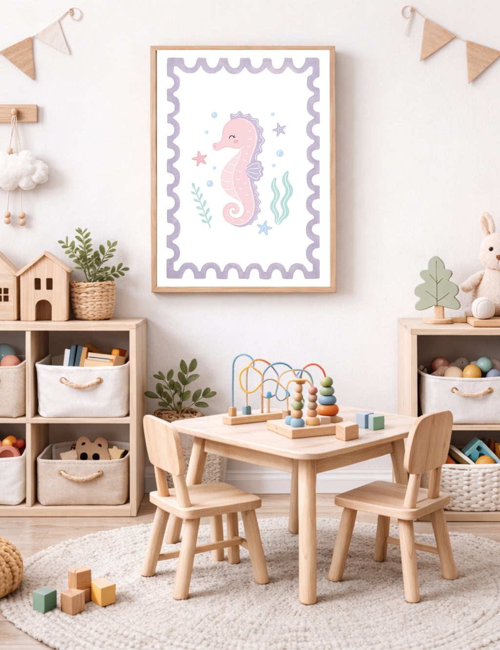 Under the Sea Printable Wall Art Set of 6, Mermaid Alphabet Poster Girls Room, Ocean Nursery Decor Digital Download, Pastel Kids Wall Art