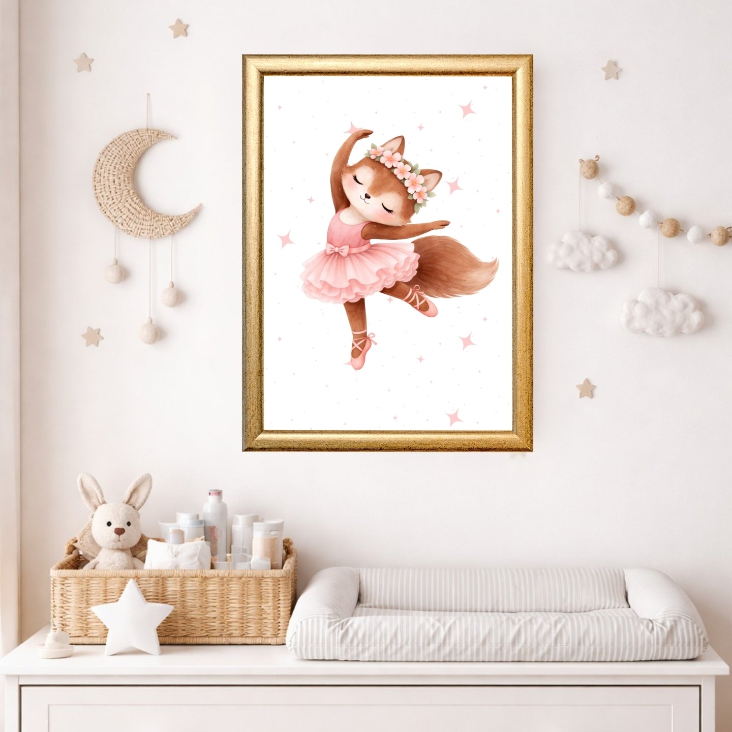 Ballerina Animals Nursery Wall Art Set of 6, Printable Watercolor Prints, Girls Room Decor, Baby Shower Gift, Instant Download
