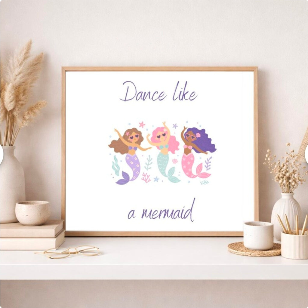 Mermaid Wall Art Printable Set of 6, Girls Room Decor, Mermaid Nursery Print, Kids Bedroom Art, Under the Sea Poster, Instant Download